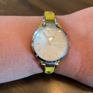 Thin leather yellow adjustable band Fossil watch
